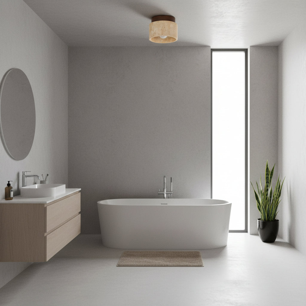 Paros – Plafonnier Pierre Naturelle et Bois Massif