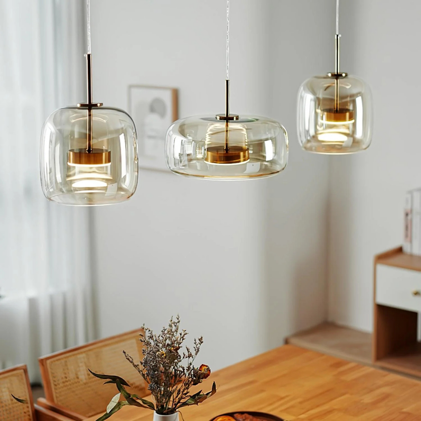 Tanger – Lampe suspendue moderne en acrylique et fer - modèle graine de café