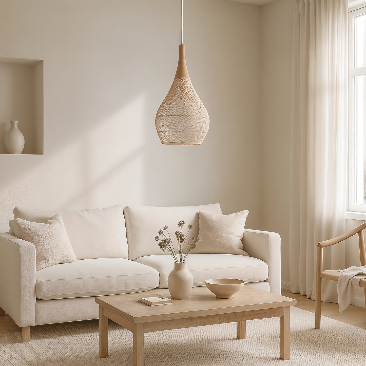 Sète – Suspension en rotin tressé style naturel