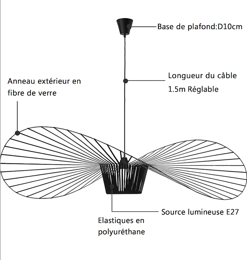 Sicile – Lampe suspendue scandinave en paille tressée