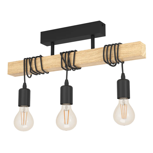 Nice – Plafonnier en bois massif et métal style rustique moderne