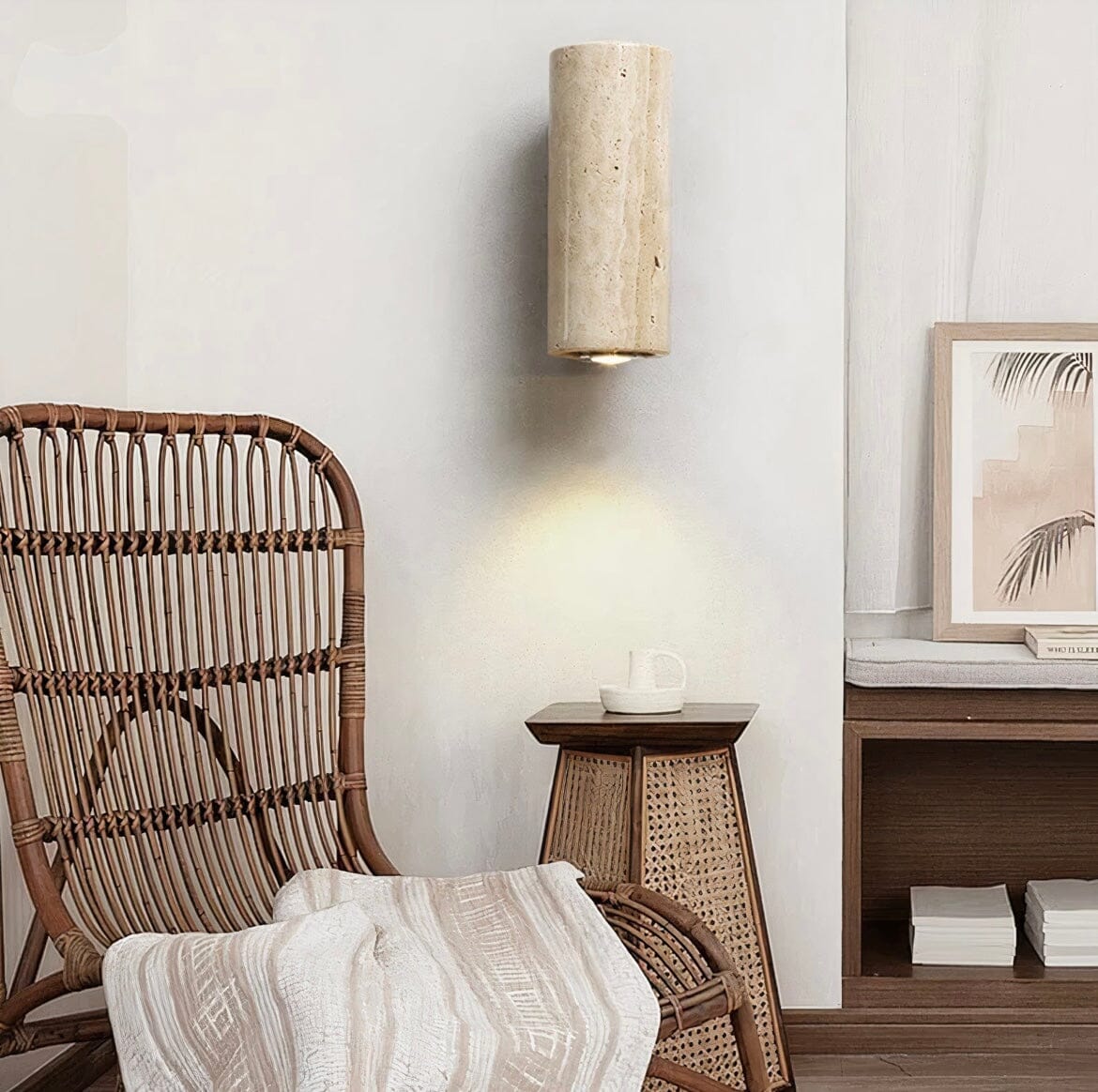 Malaga – Applique murale en pierre et bois inspiration contemporaine