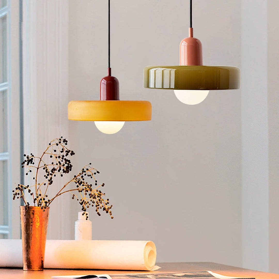 Terres du Sud – Lampe suspendue en verre rétro colorée
