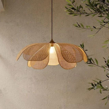 Cannes – Lampe suspendue fleur en rotin tressé style bohème