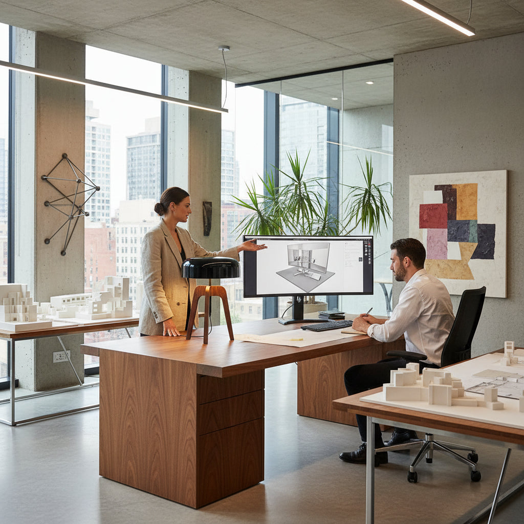 Astypalea – Lampadaire contemporain bois et lin