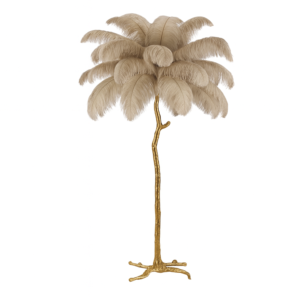 Mykonos – Lampadaire Plume et Design Doré