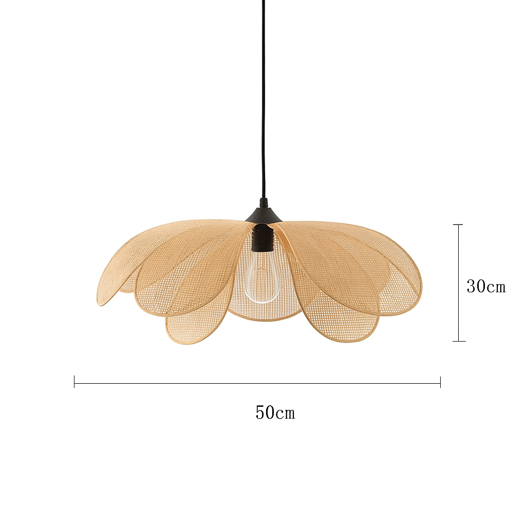 Cannes – Lampe suspendue fleur en rotin tressé style bohème