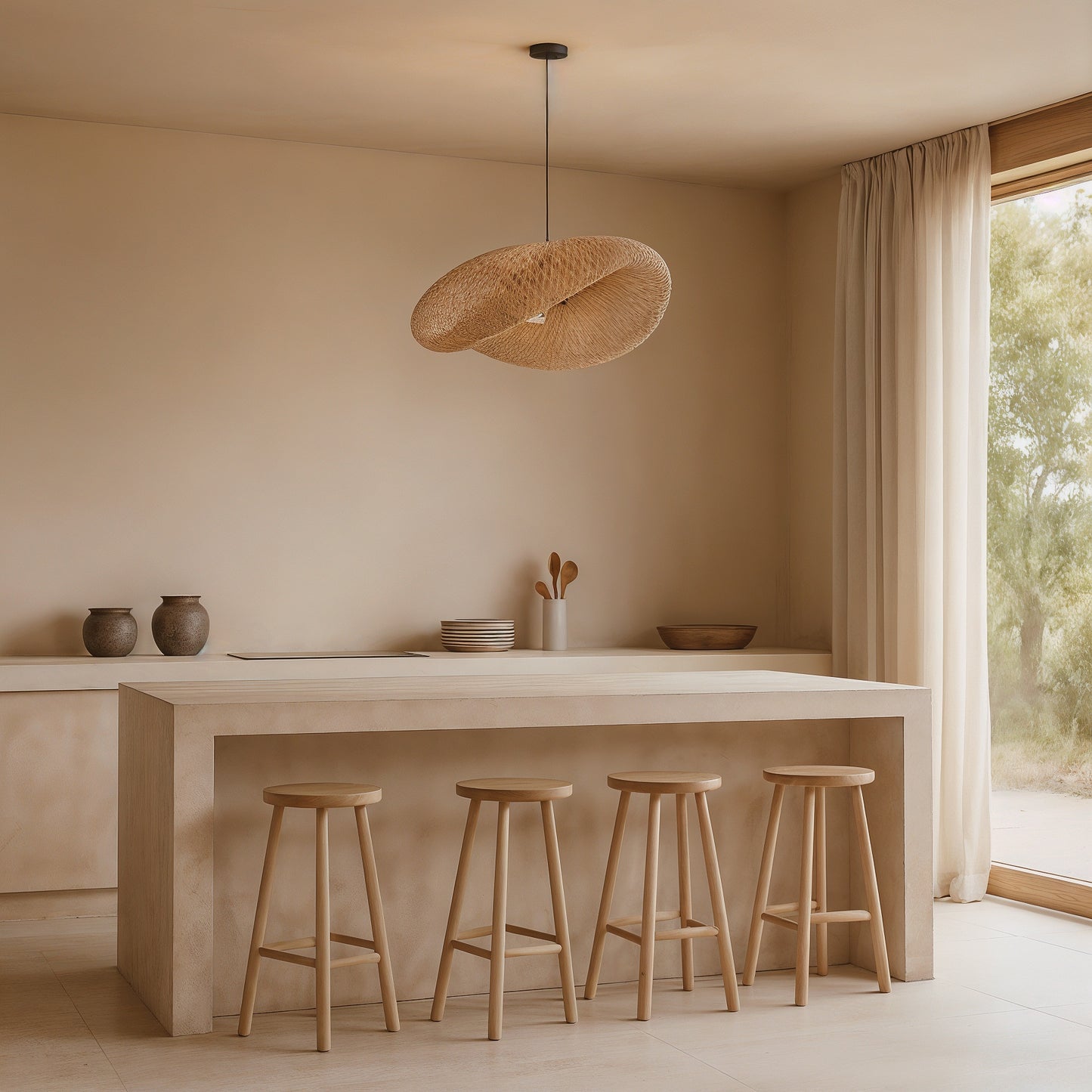 Gordes – Suspension en bambou tressé forme organique