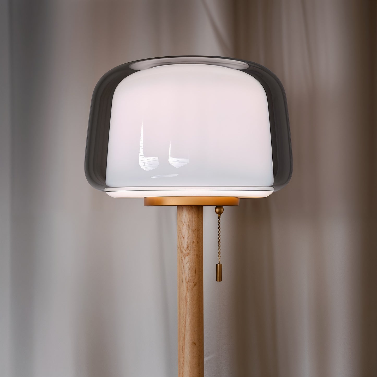 Bilbao – Lampadaire moderne en verre et bois design épuré