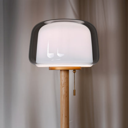 Bilbao – Lampadaire moderne en verre et bois design épuré