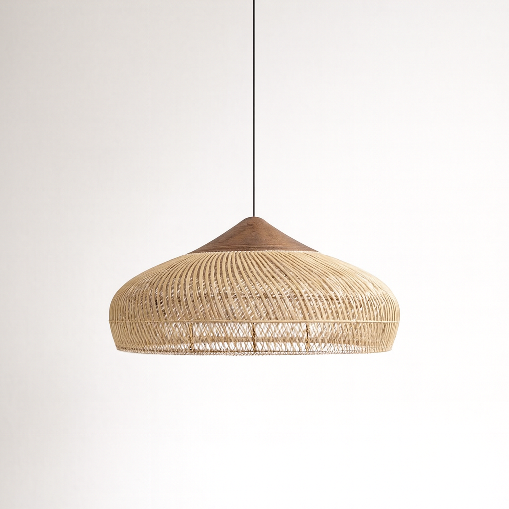 Benidorm – Suspension en rotin tressé et bois naturel