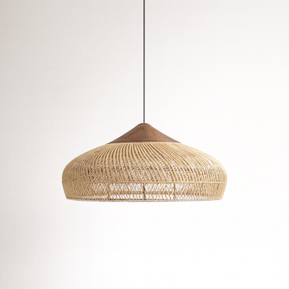 Benidorm – Suspension en rotin tressé et bois naturel