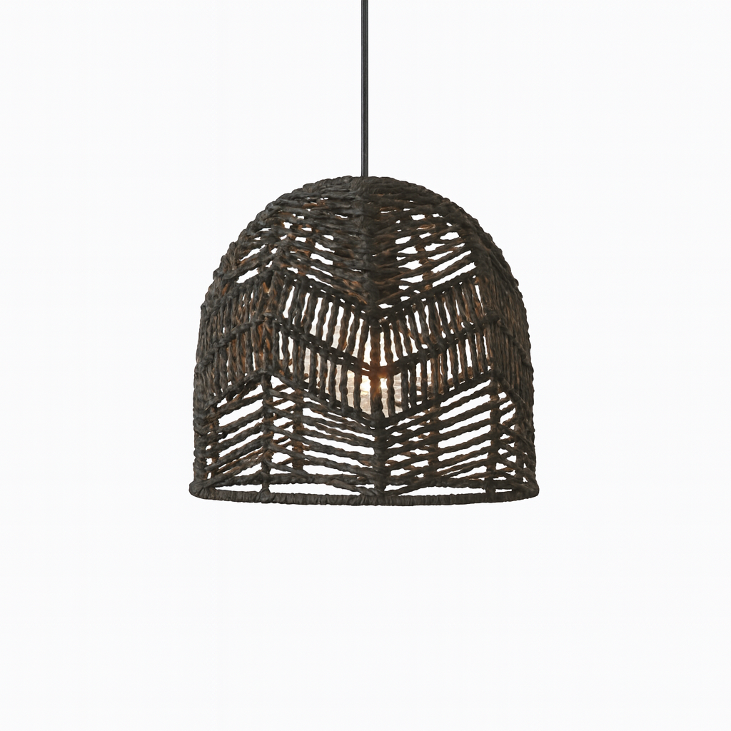 Uzès – Abat-jour pour suspension en rotin noir tressé à la main