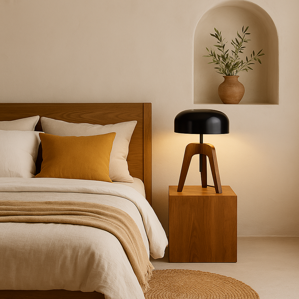 Astypalea – Lampadaire contemporain bois et lin