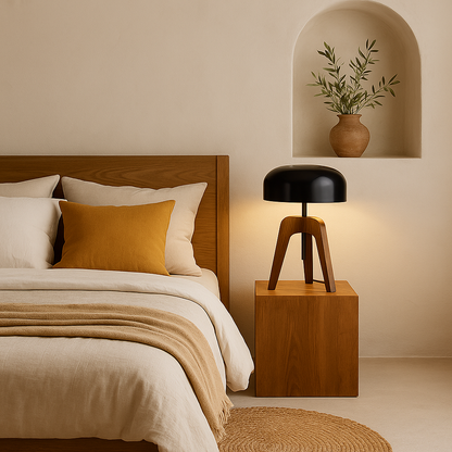 Astypalea – Lampadaire contemporain bois et lin
