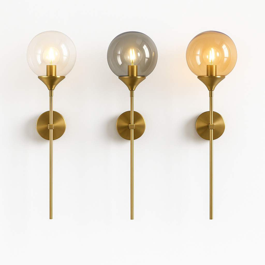 Siracusa – Applique murale en verre arrondi et tige verticale