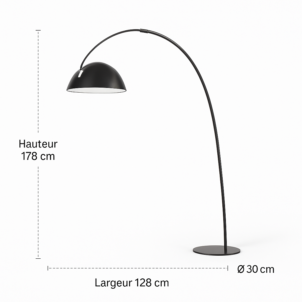 Ajaccio – Lampadaire de pêche design en métal et marbre avec abat-jour orienté