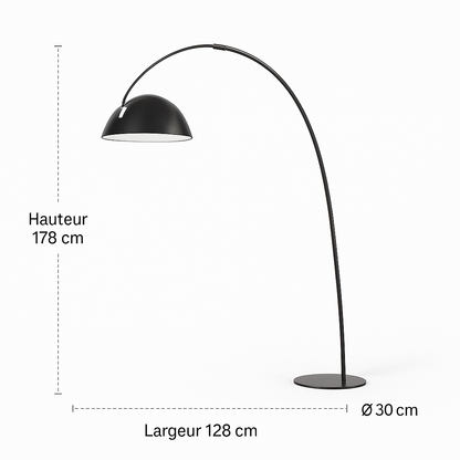 Ajaccio – Lampadaire de pêche design en métal et marbre avec abat-jour orienté