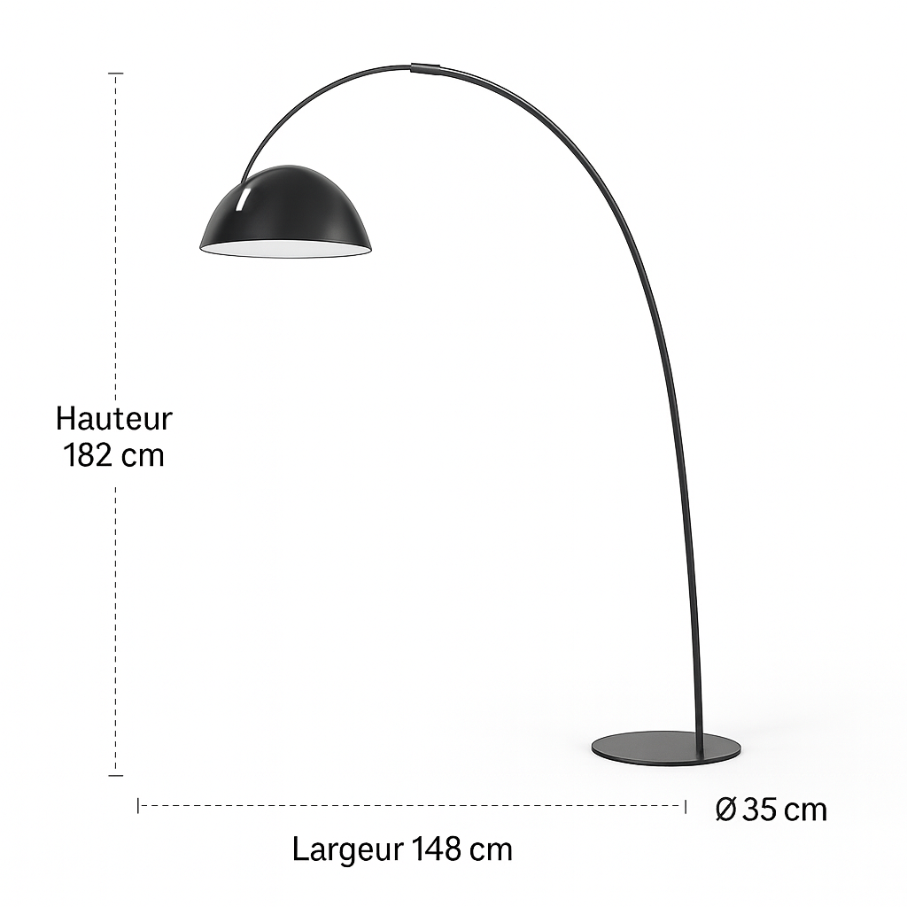 Ajaccio – Lampadaire de pêche design en métal et marbre avec abat-jour orienté