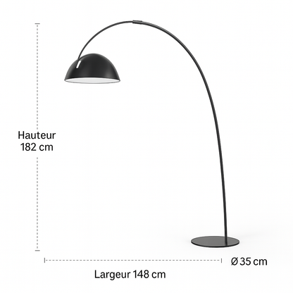 Ajaccio – Lampadaire de pêche design en métal et marbre avec abat-jour orienté