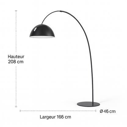 Ajaccio – Lampadaire de pêche design en métal et marbre avec abat-jour orienté