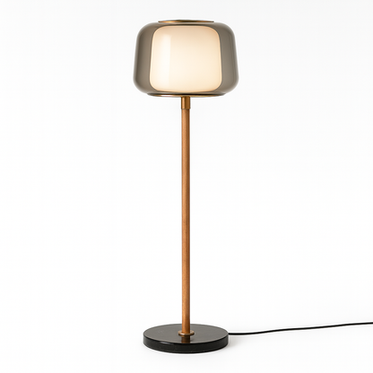 Bilbao – Lampadaire moderne en verre et bois design épuré