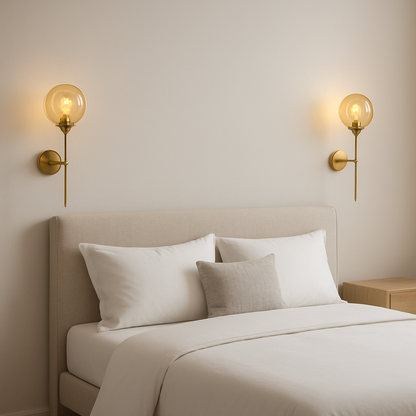 Siracusa – Applique murale en verre arrondi et tige verticale