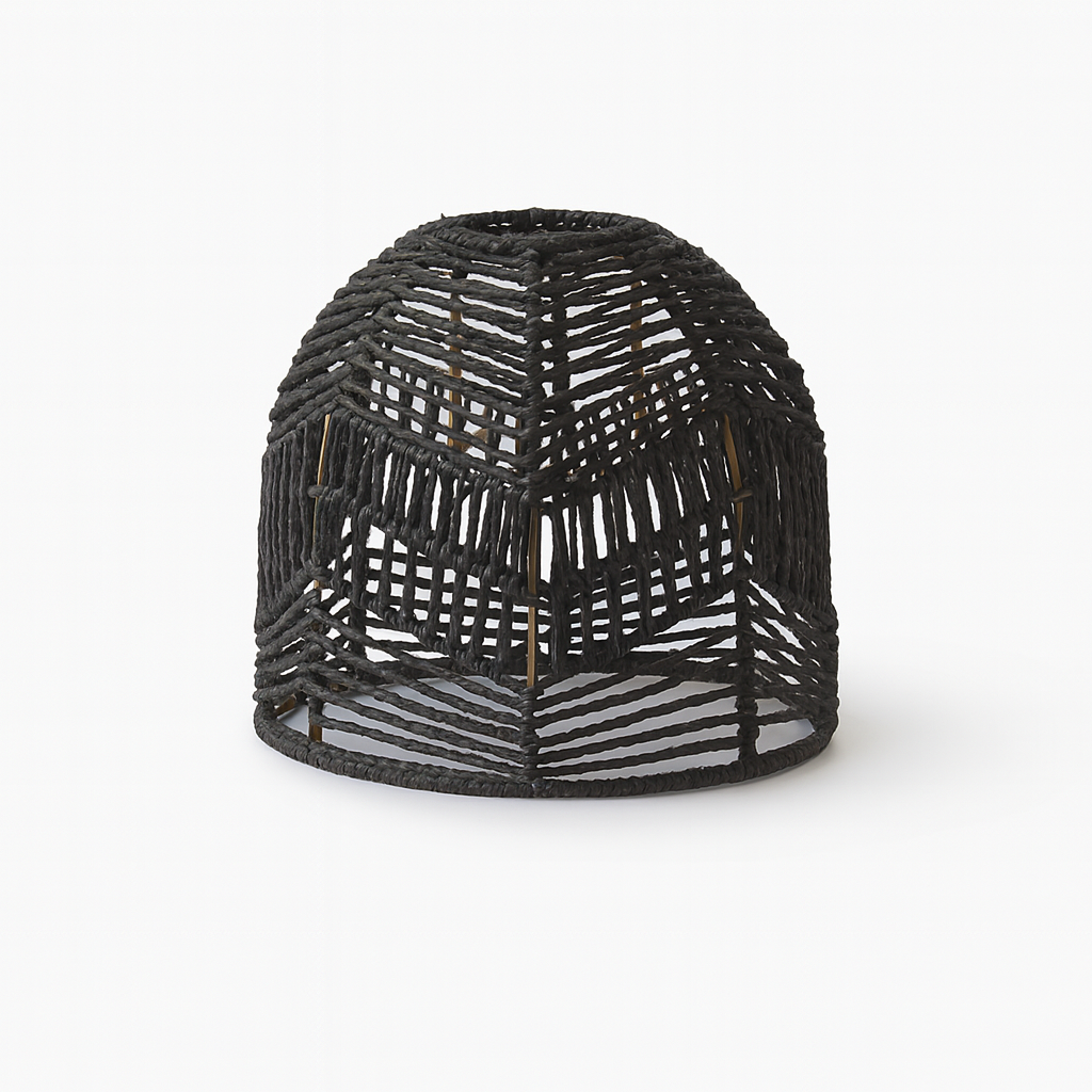 Uzès – Abat-jour pour suspension en rotin noir tressé à la main