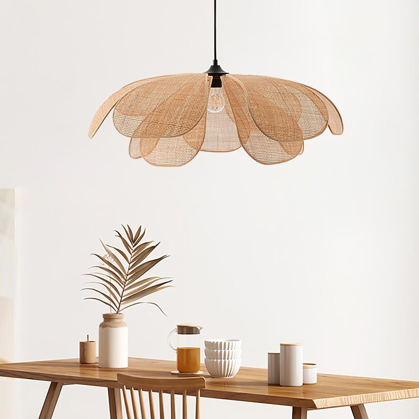 Cannes – Lampe suspendue fleur en rotin tressé style bohème