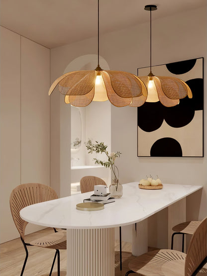 Cannes – Lampe suspendue fleur en rotin tressé style bohème