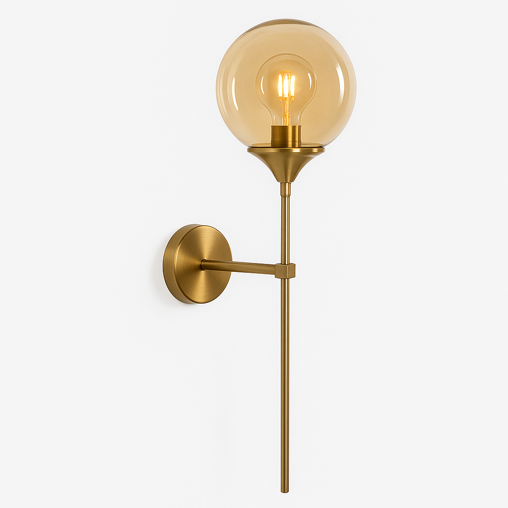 Siracusa – Applique murale en verre arrondi et tige verticale