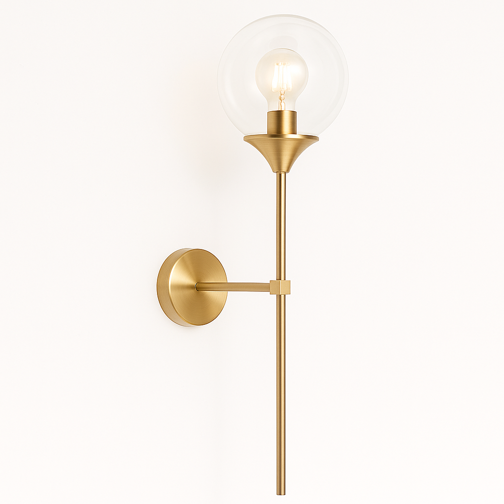 Siracusa – Applique murale en verre arrondi et tige verticale