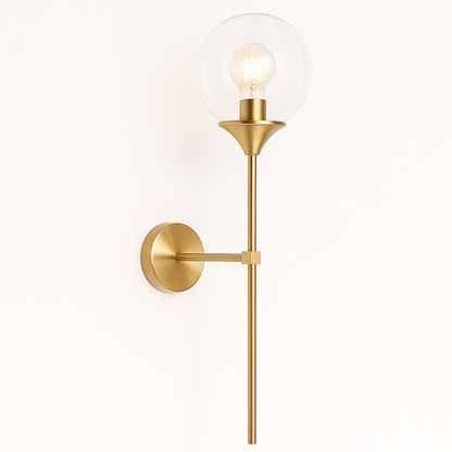 Siracusa – Applique murale en verre arrondi et tige verticale