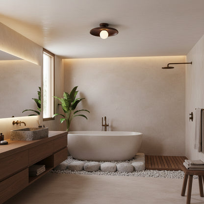 Porticcio – Plafonnier Bois Japonais & Lumière Dépolie