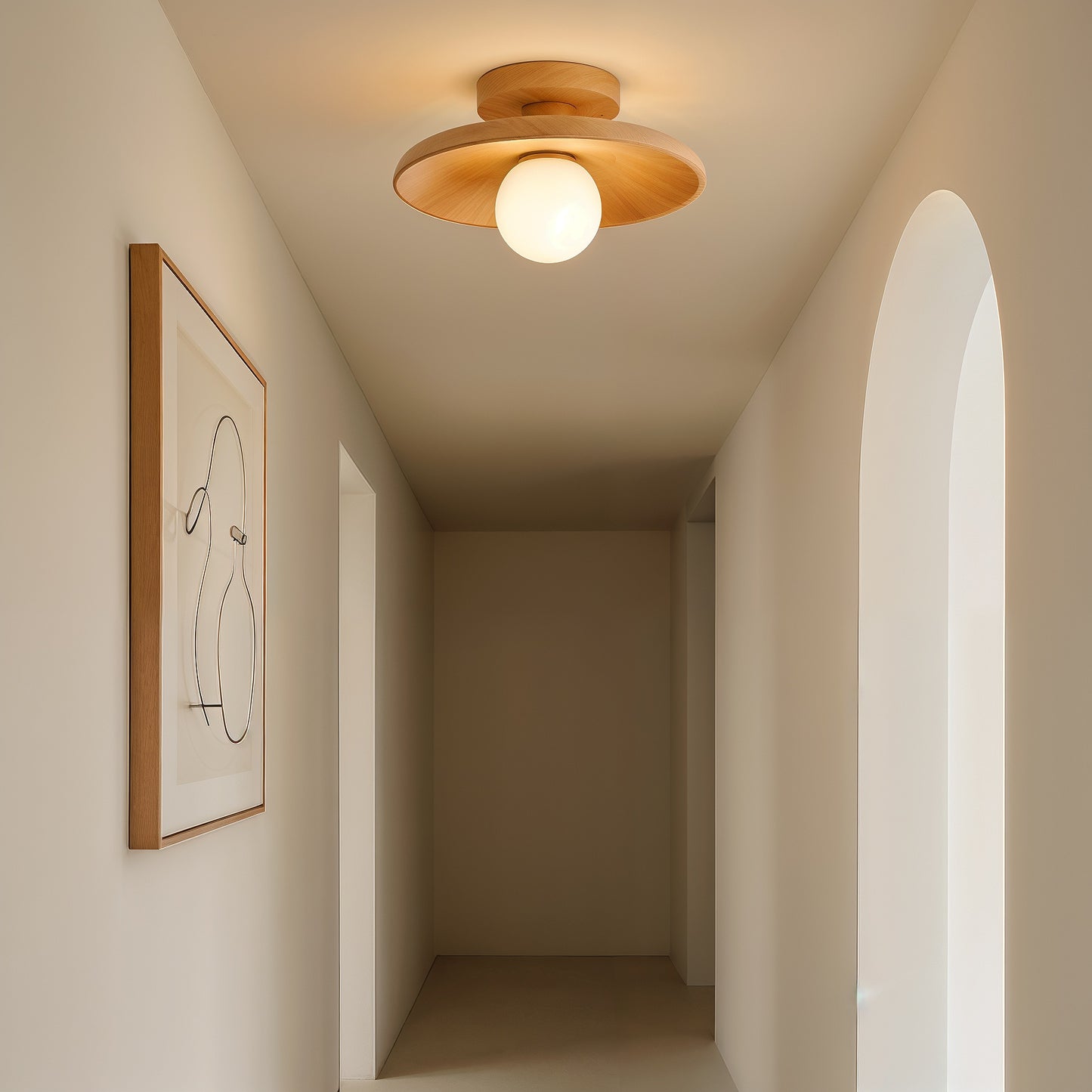 Porticcio – Plafonnier Bois Japonais & Lumière Dépolie