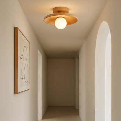 Porticcio – Plafonnier Bois Japonais & Lumière Dépolie