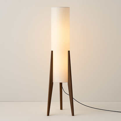 Positano – Lampadaire contemporain en noyer, lumière tricolore