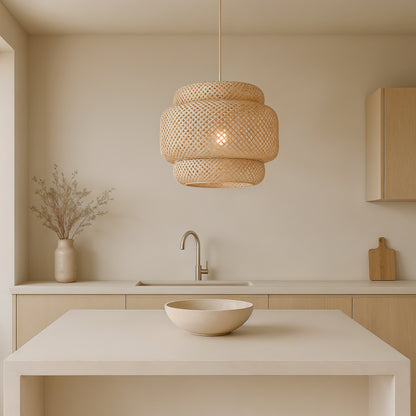 Calvi – Suspension lanterne en bambou tressé japandi