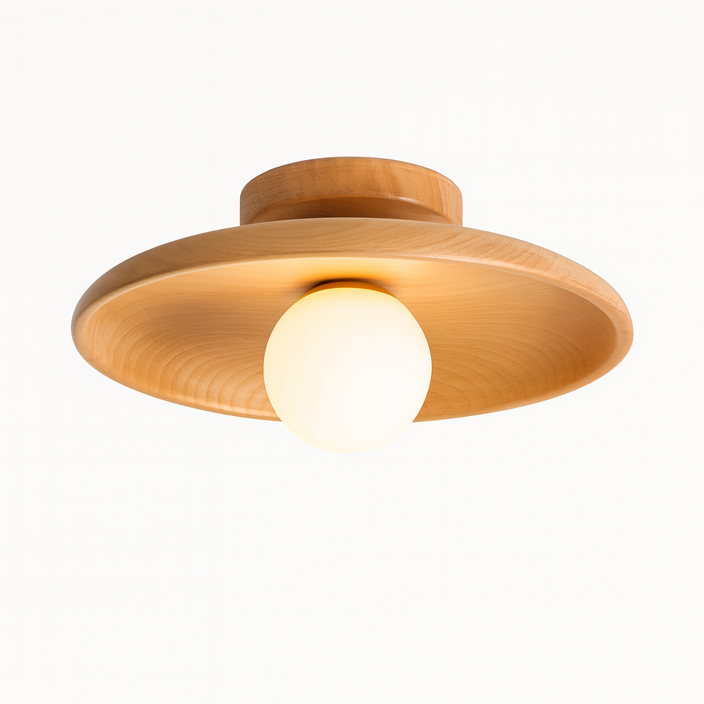 Porticcio – Plafonnier Bois Japonais & Lumière Dépolie