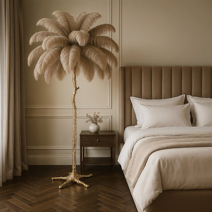 Mykonos – Lampadaire Plume et Design Doré