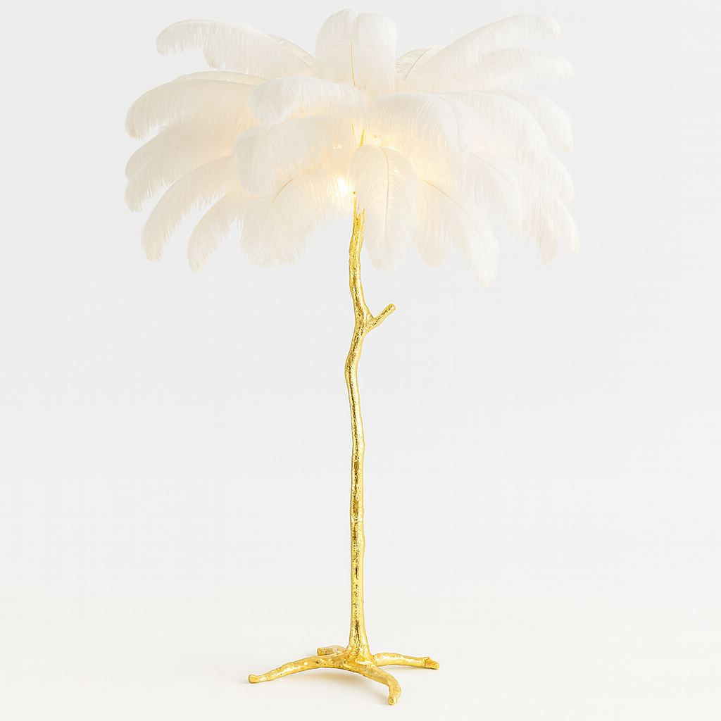 Mykonos – Lampadaire Plume et Design Doré