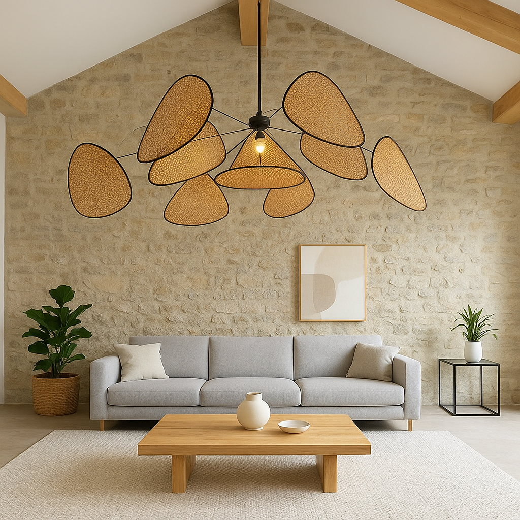 Antibes – Lampe suspendue en rotin naturel style contemporain