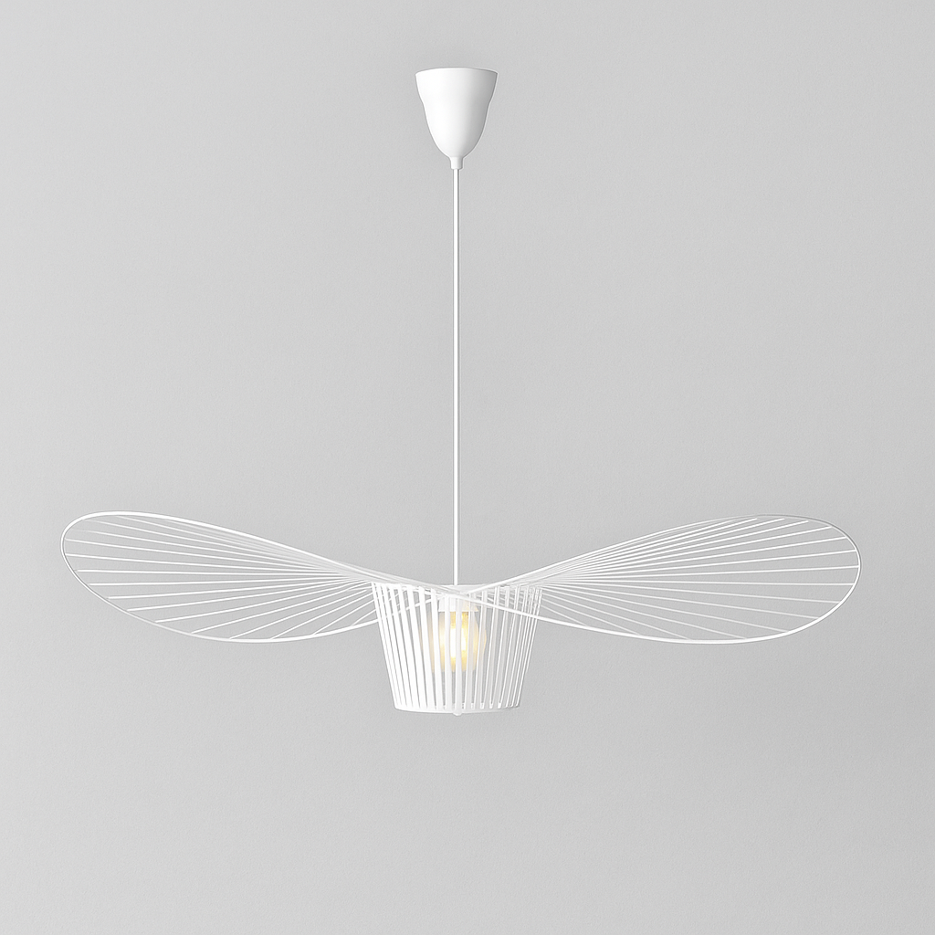 Sicile – Lampe suspendue scandinave en métal noir et abat-jour en paille tressée