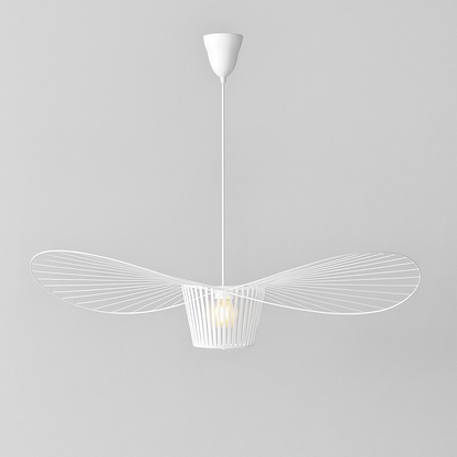 Sicile – Lampe suspendue scandinave en métal noir et abat-jour en paille tressée