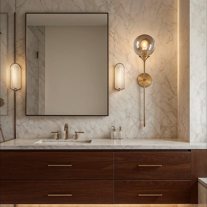 Siracusa – Applique murale en verre arrondi et tige verticale